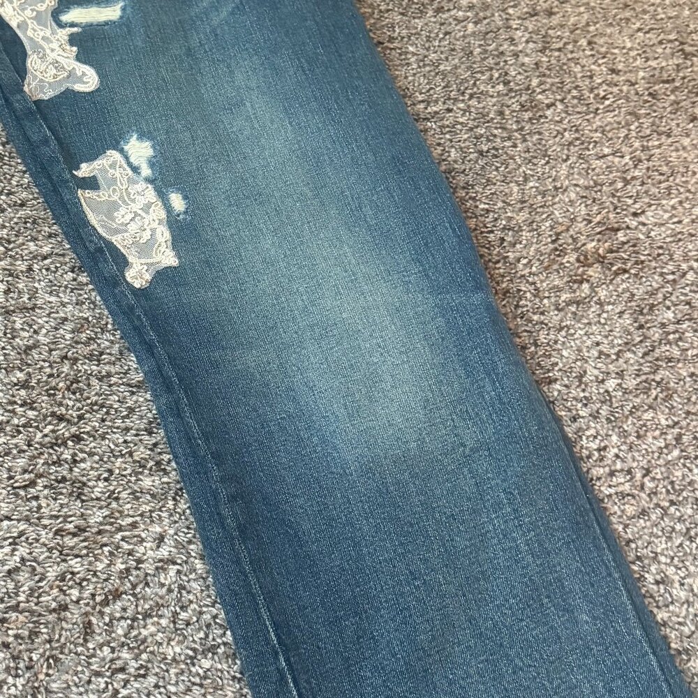 RALPH LAUREN LADIES EMBROIDERY RELAXED TAPER DENIM JEANS - Picture 7 of 8